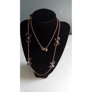 Necklace Gold Tone Chain‎ Bows Long Layering Necklace Fashion Jewelry